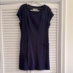 Boden Navy Mini Dress with Lace Trim